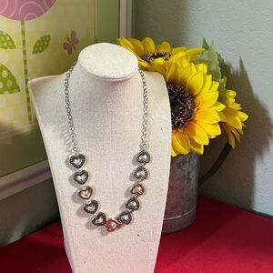 NWT Silver & Gold Heart Necklace #J3